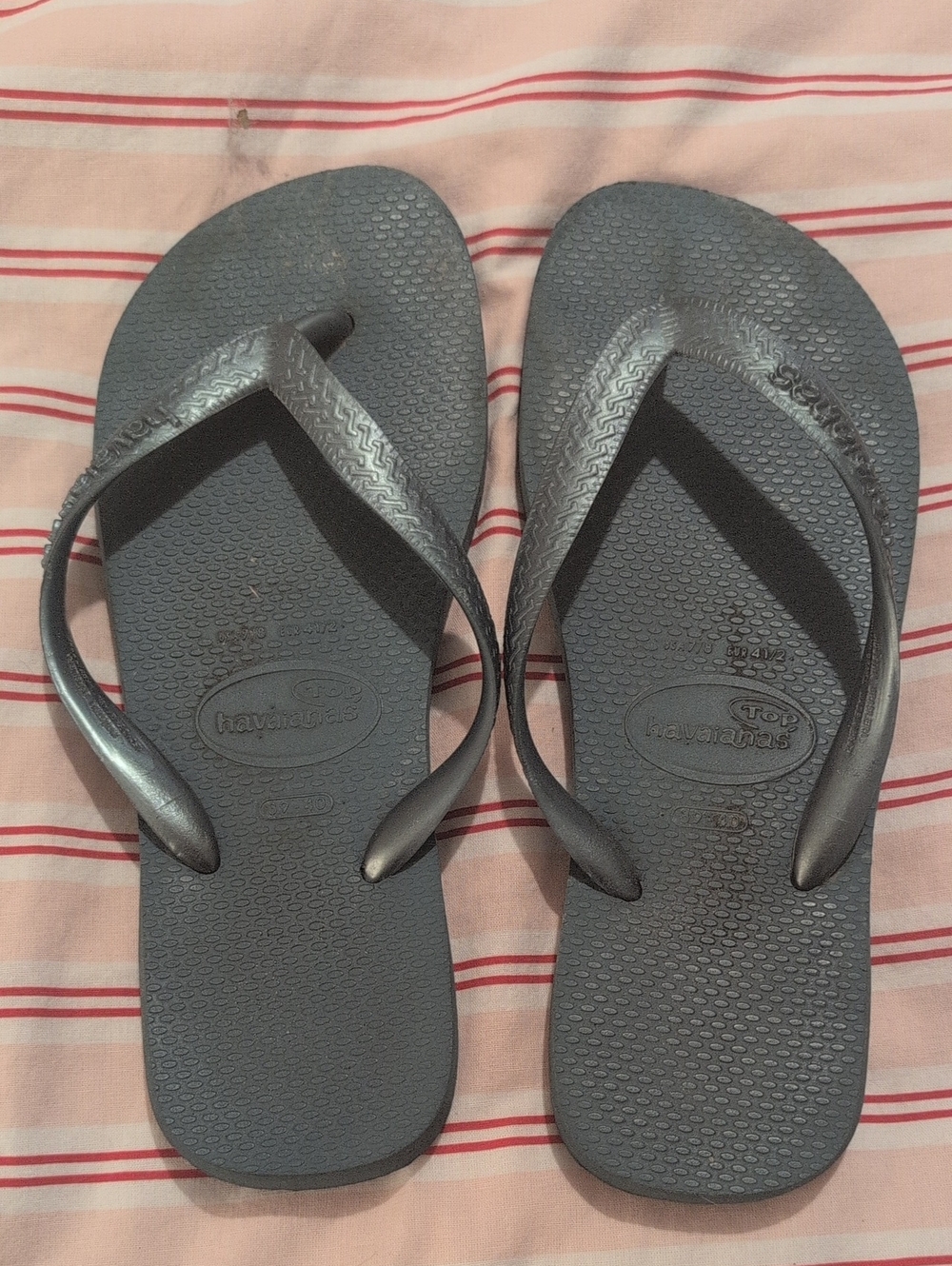 Havaianas Metallic Blue/Gray Thong Flip Flops